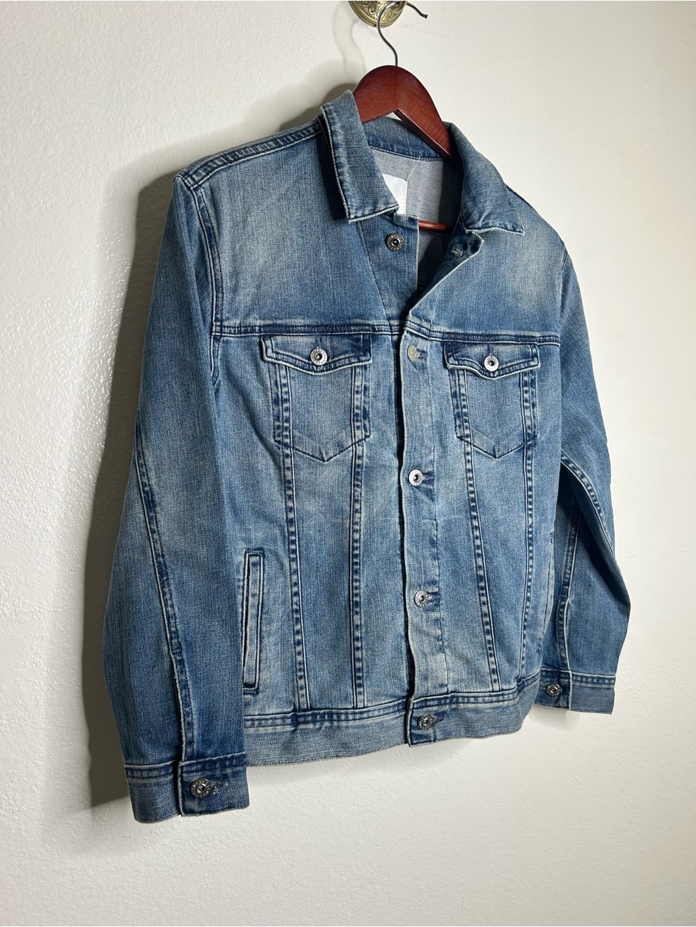 AG Denim Oversized Denim Trucker Style Nancy Jacket in Comfort Stretch Size S